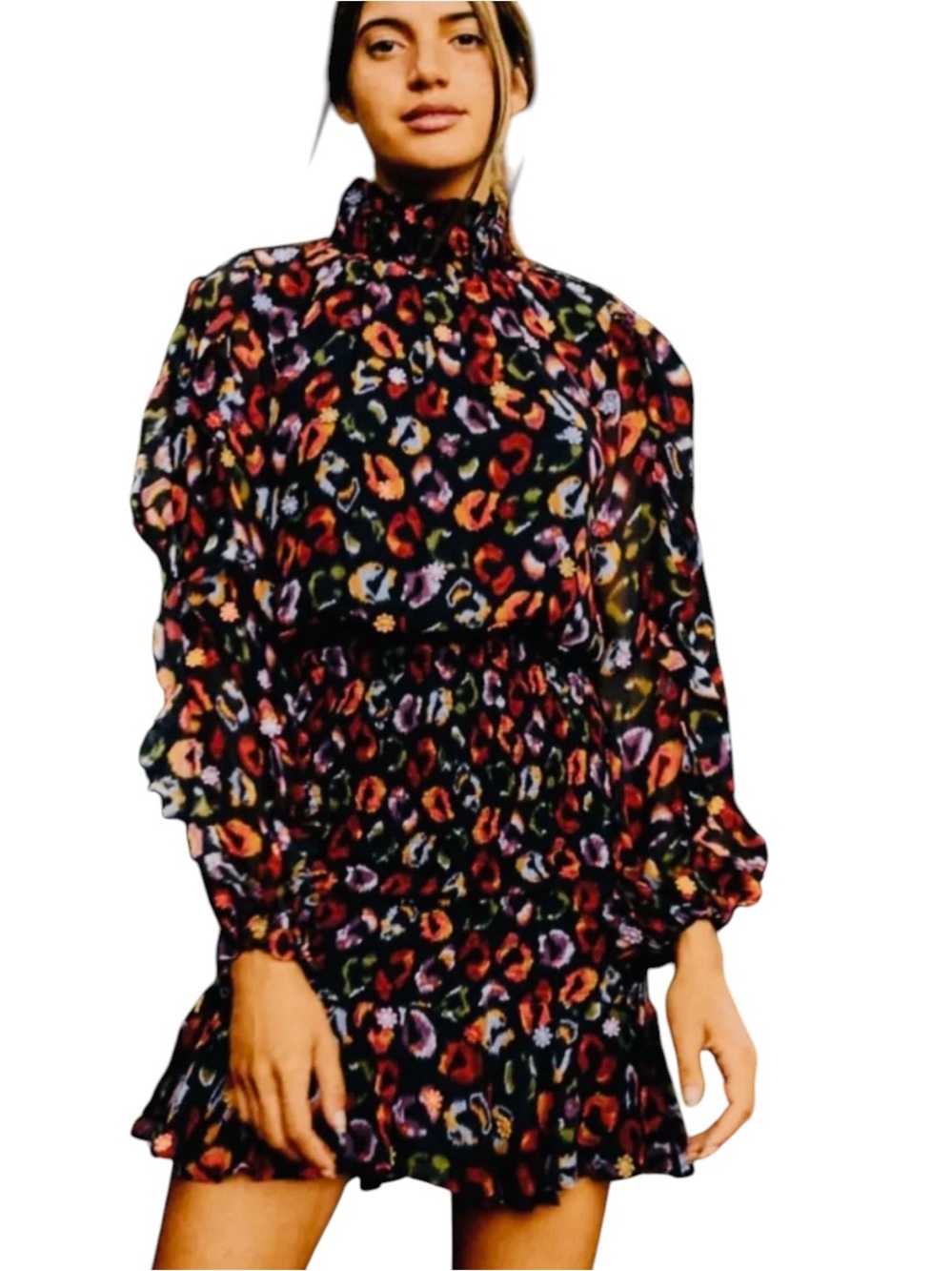 FARM Rio New Black Ikat Dyed Mini Dress.